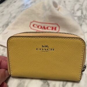 New Coach Yellow Key Card Holder Vibrant Accessory